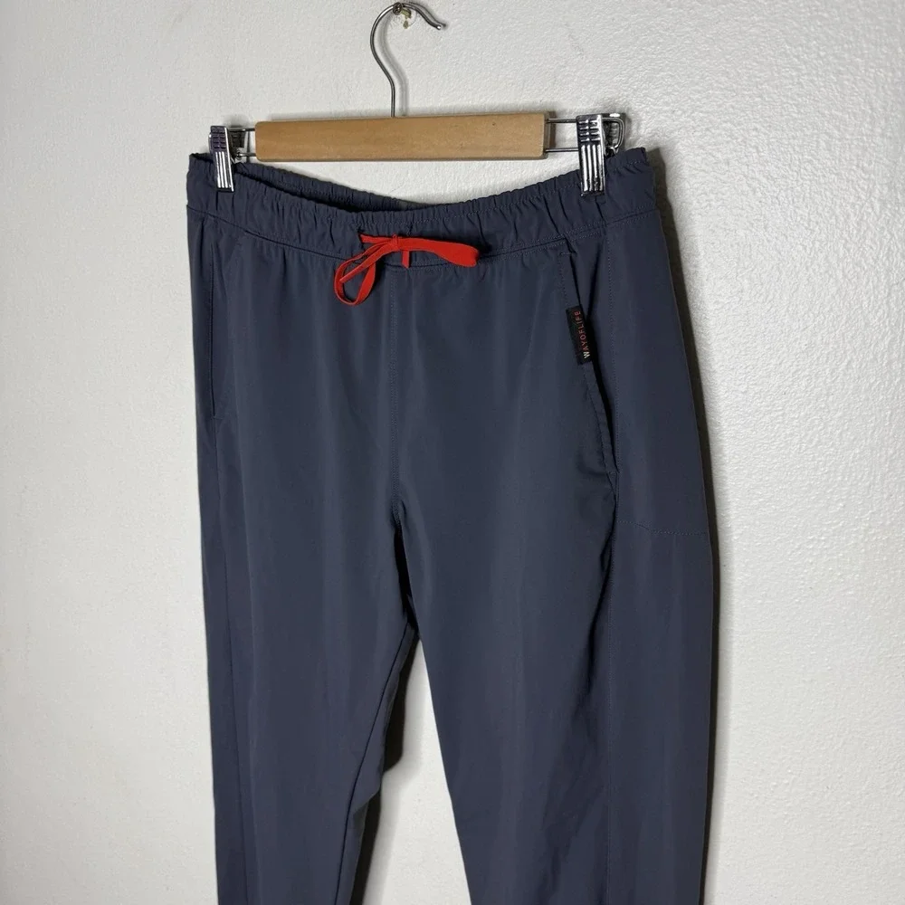 Wolaco Gray Red Drawstring Ankle Zip Athletic Pants Men's Medium